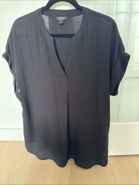 2 for $15 - Rachel Black Short-Sleeve Split-Neck Tunic Top